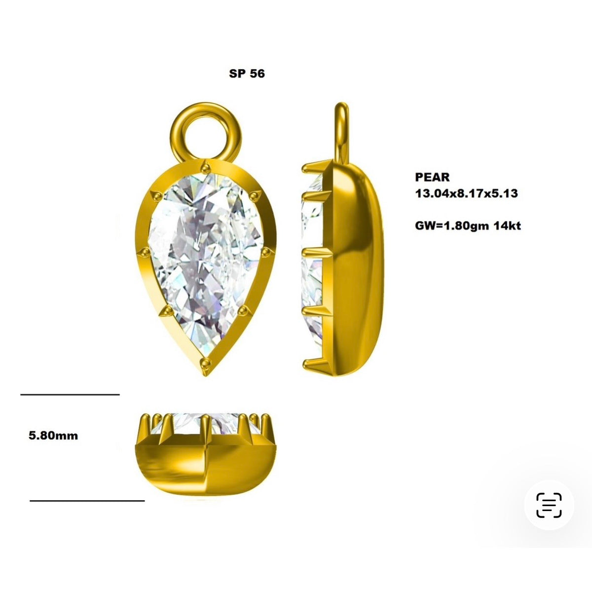 14KT Gold 3.10ct Cushion Lab Diamond Bezel Set Bespoke Pendant