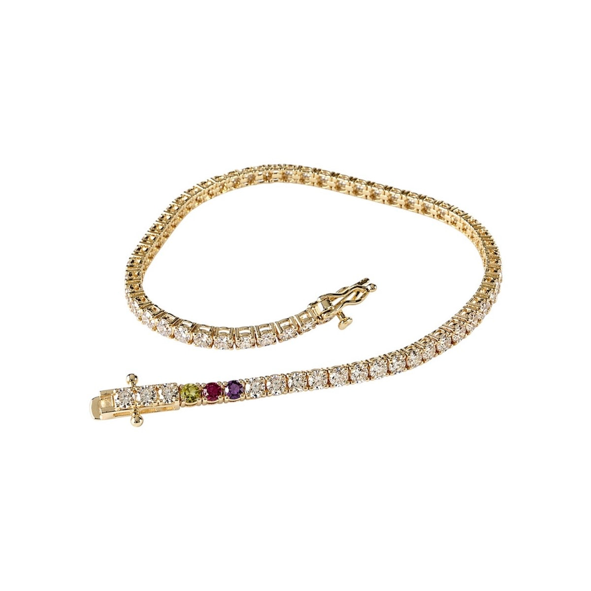 14KT Gold 3ct Lab Diamond Bespoke Birthstone Tennis Bracelet