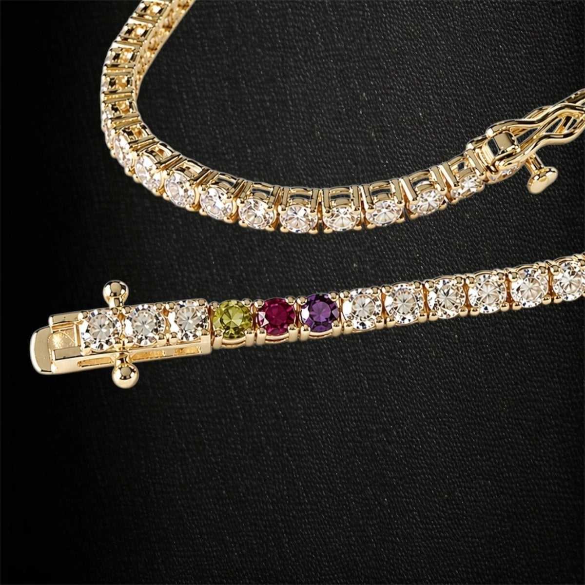 14KT Gold 3ct Lab Diamond Bespoke Birthstone Tennis Bracelet