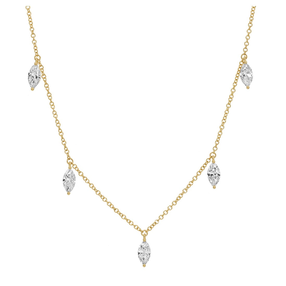 14KT Gold 1.25ct Marquise Lab Diamond Drop Necklace