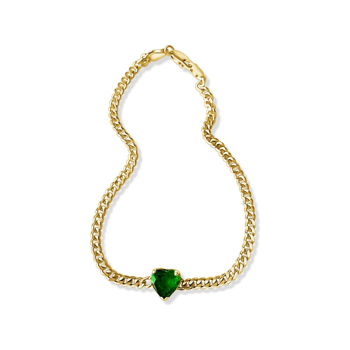 14KT Gold Emerald on Chain Bracelet