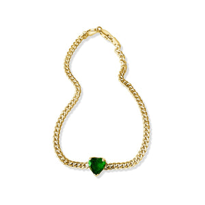 14KT Gold Emerald on Chain Bracelet