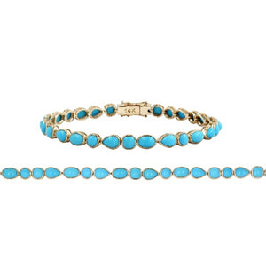 14KT Gold Sleeping Beauty Mixed Shaped Turquoise Bracelet