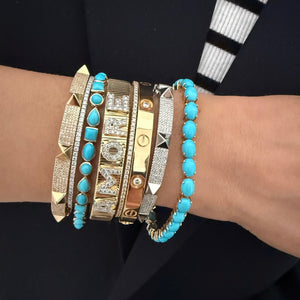 14KT Gold Sleeping Beauty Mixed Shaped Turquoise Bracelet