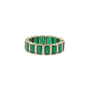 14KT Gold Emerald Cut Gemstone Eternity Ring