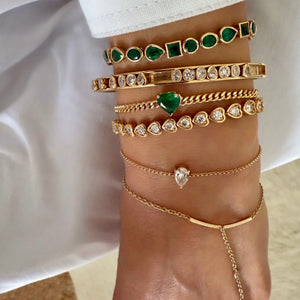 14KT Gold Emerald on Chain Bracelet