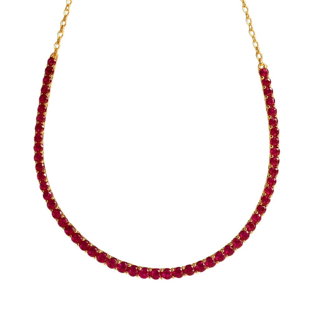 14KT Gold Ruby Tennis Necklace