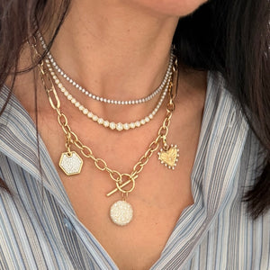 14KT Gold Mixed Links Toggle Charm Chain
