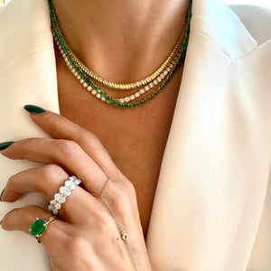 14KT Gold Emerald Giulietta Luxe Tennis Necklace