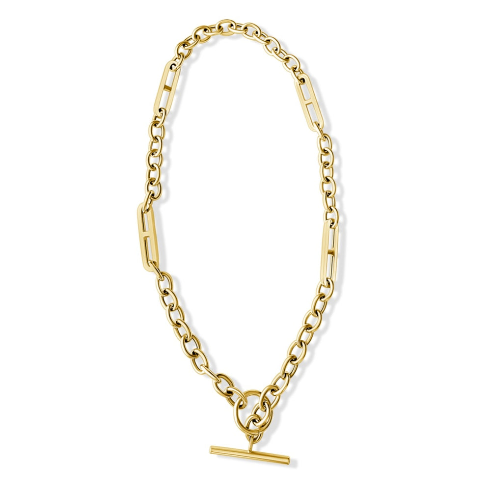 14KT Gold Mixed Links Toggle Charm Chain