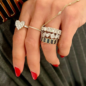 14KT Gold Emerald Cut Gemstone Eternity Ring
