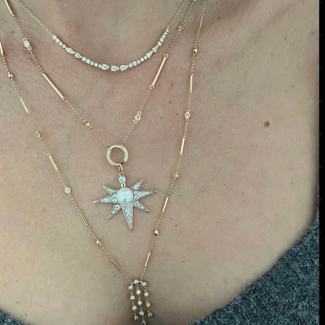 14KT Gold Multi Shaped Diamond Zita Necklace