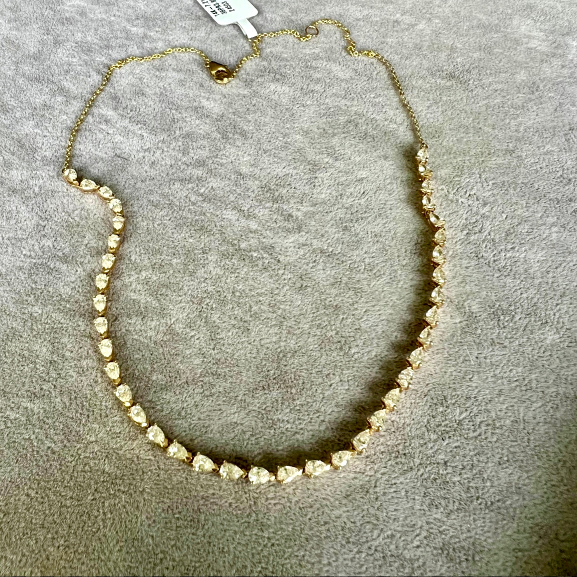 14KT Gold Diamond Luxe Pear Diamond Tennis Necklace