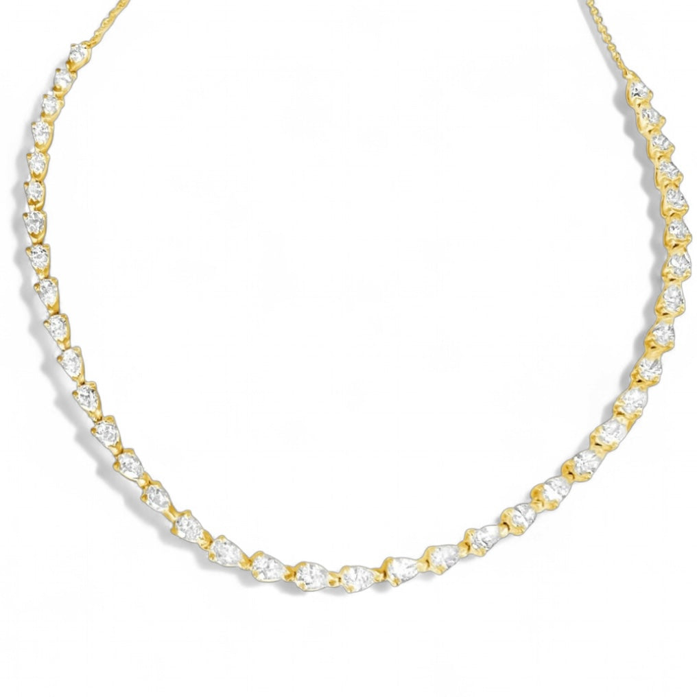14KT Gold Diamond Luxe Pear Diamond Tennis Necklace