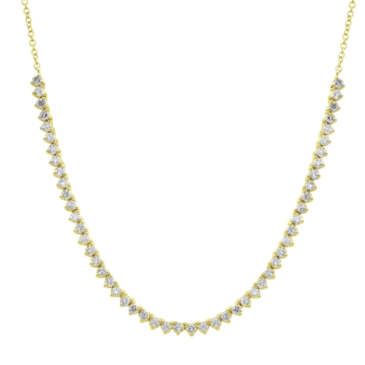 14KT Gold Diamond Delicate Tennis Necklace on Chain