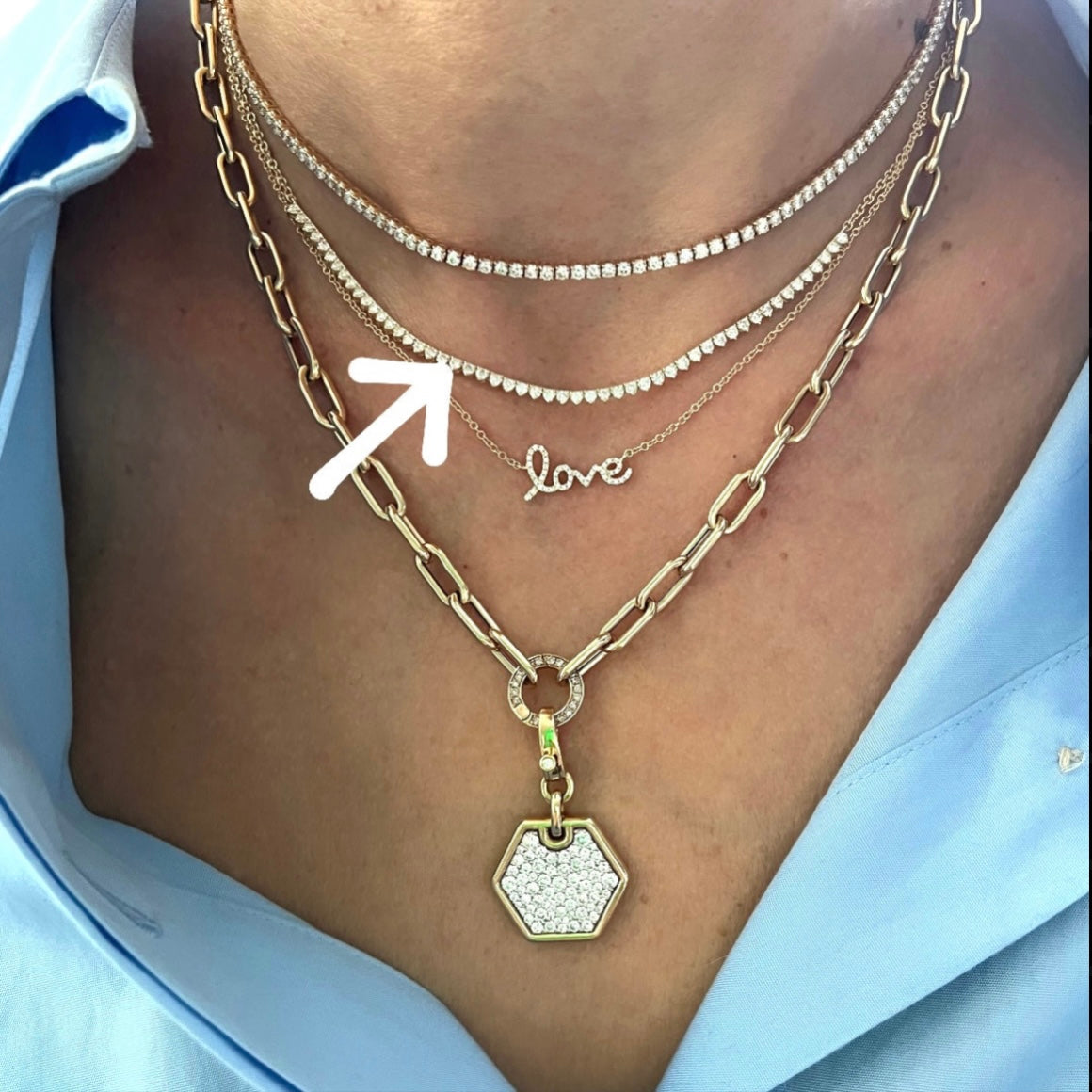 14KT Gold Diamond Delicate Tennis Necklace on Chain