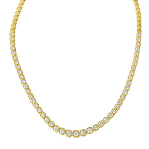 14KT Gold Diamond Square Bezel Set Tennis Necklace