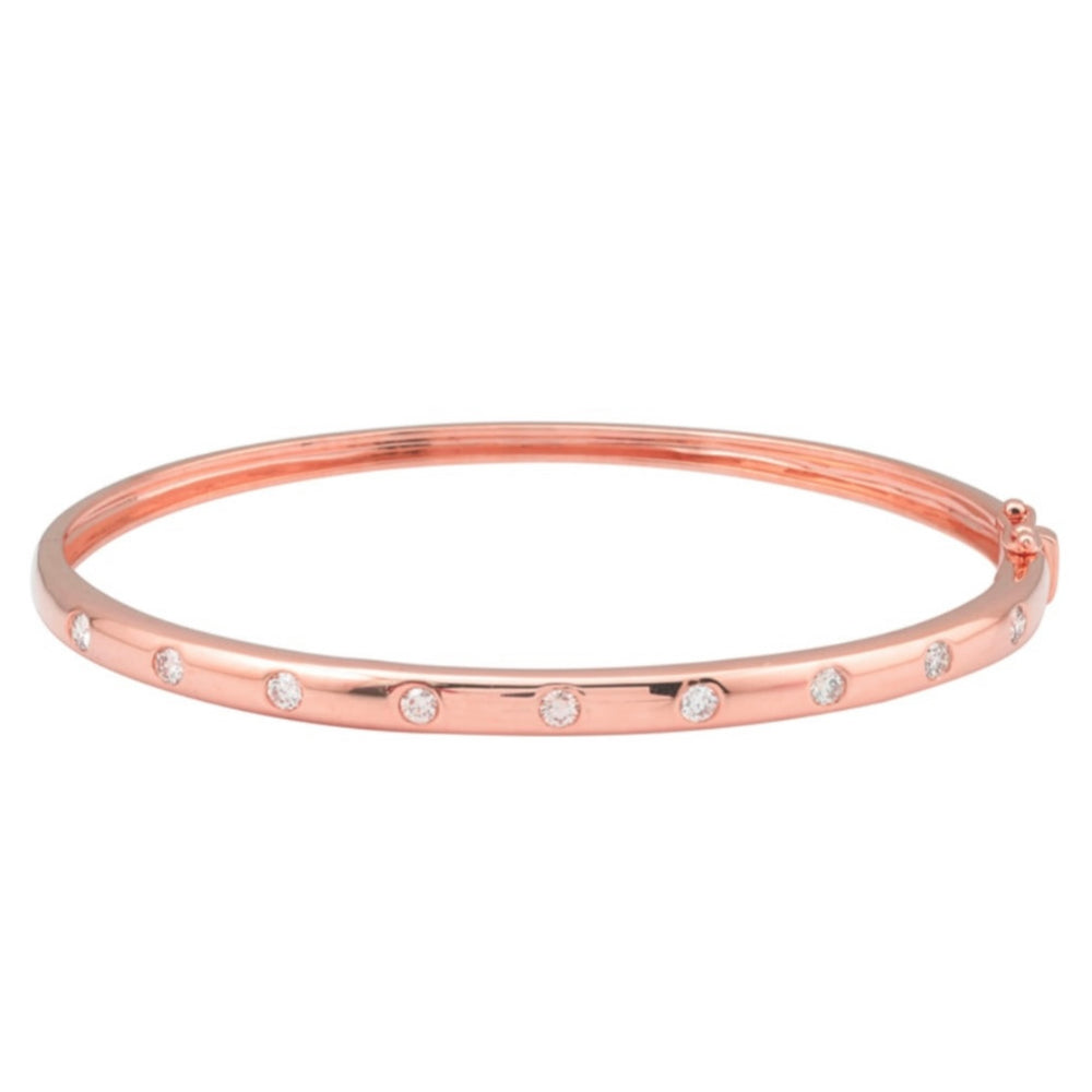 14KT Gold Inlay Diamond Bangle Bracelet