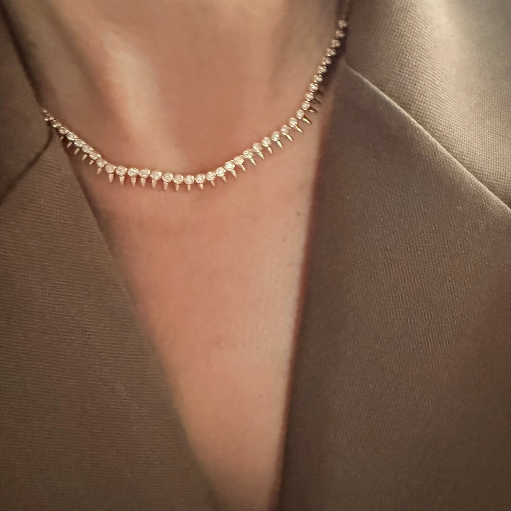14KT Gold Diamond Spike Necklace