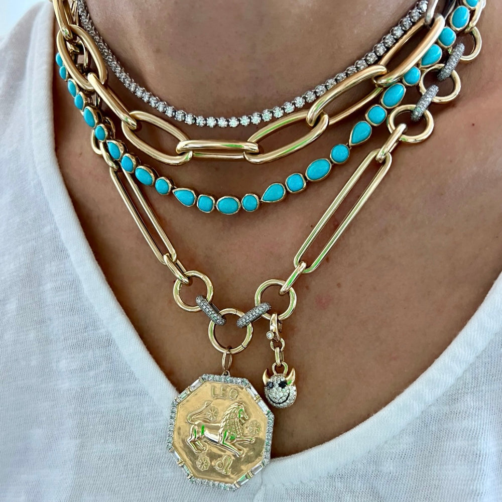 14KT Gold Sleeping Beauty Mixed Shaped Turquoise Necklace