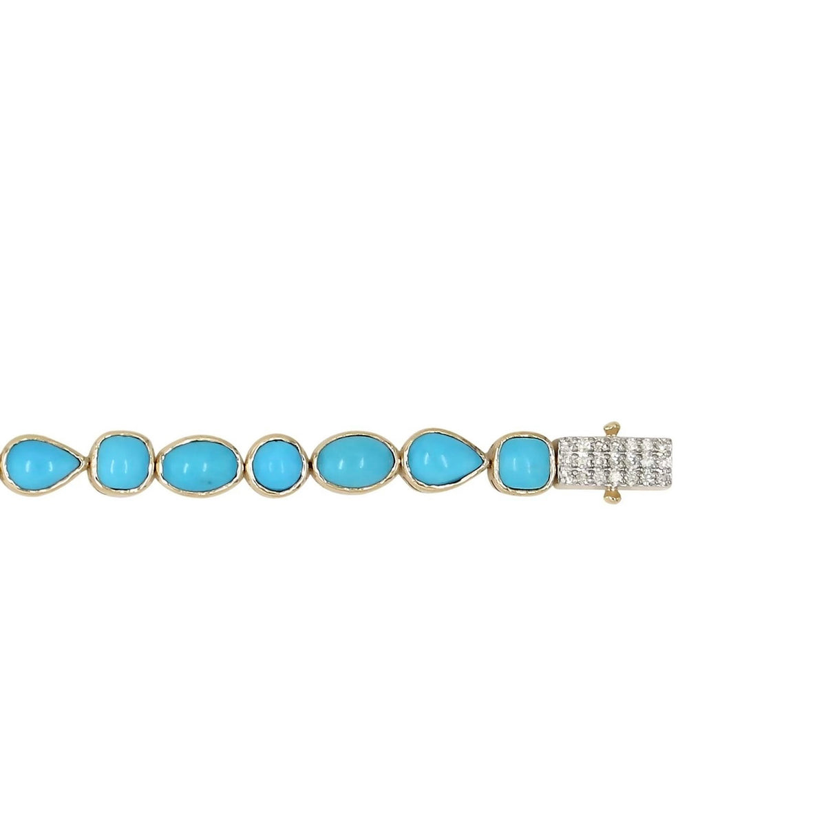 14KT Gold Sleeping Beauty Multi Shaped Signature Turquoise Bracelet
