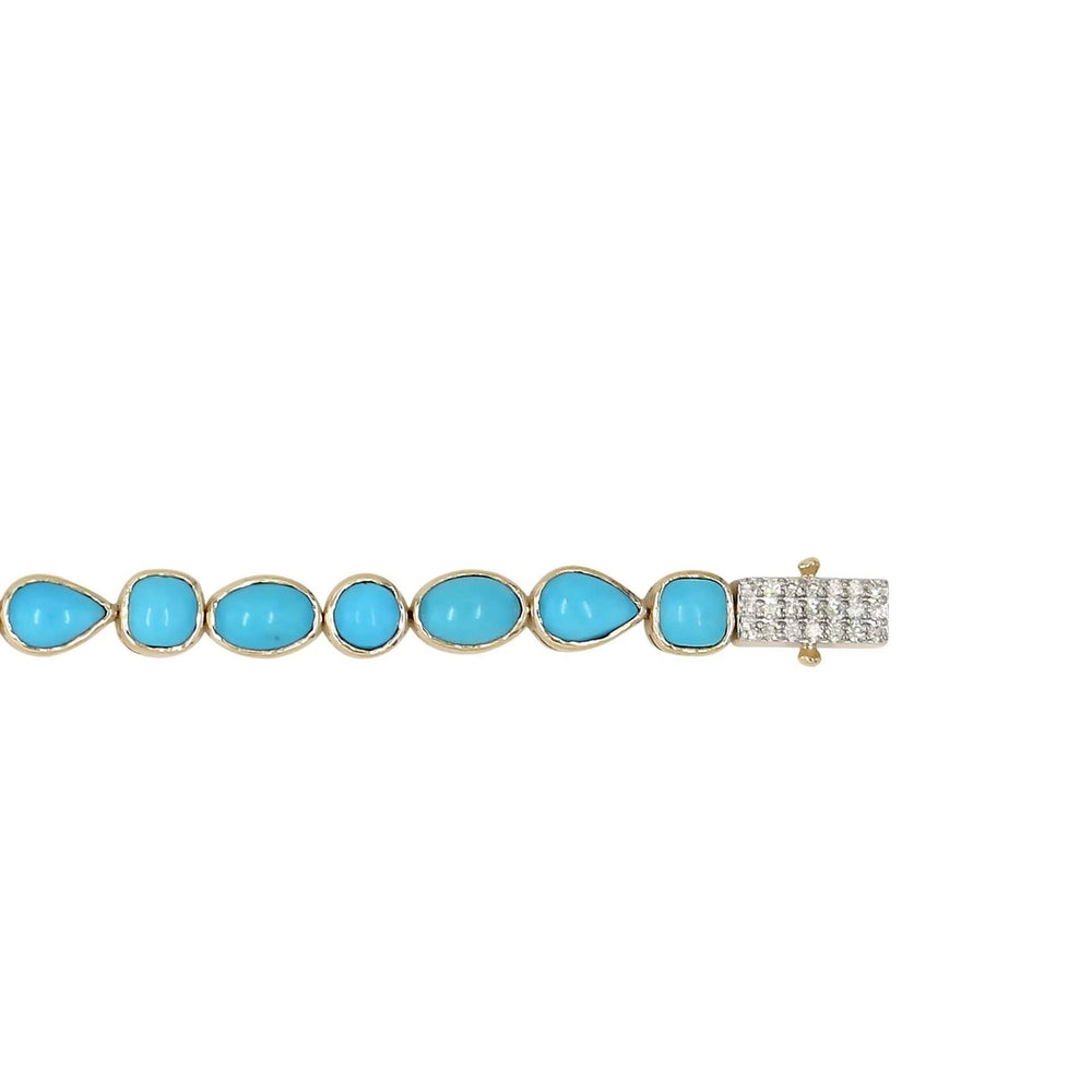 14KT Gold Sleeping Beauty Mixed Shaped Turquoise Bracelet