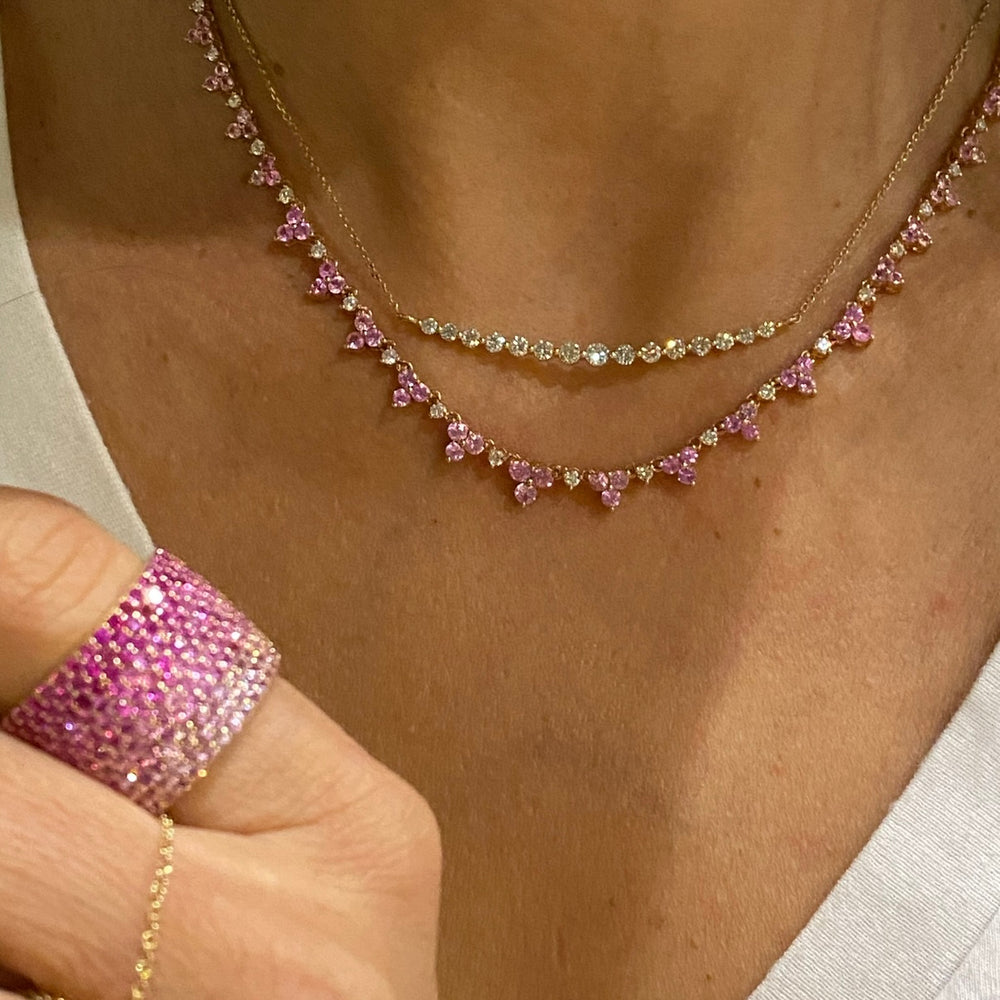 14KT Gold Pink Sapphire and Diamond Arianna Necklace