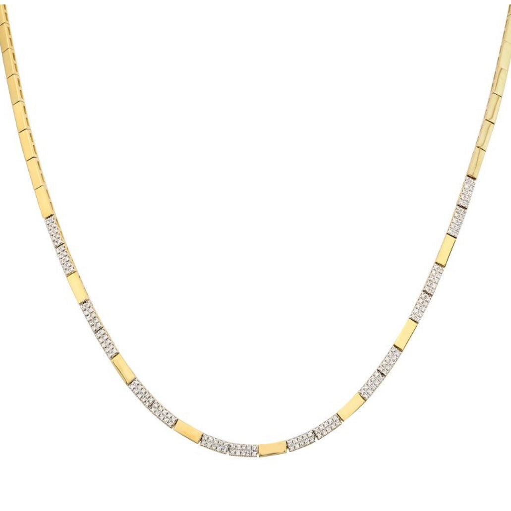 14KT Gold Diamond Ana Bar Necklace