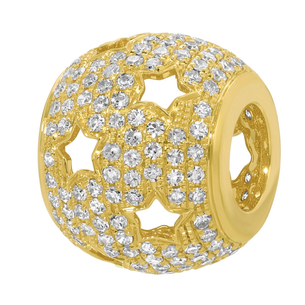14KT Gold Diamond Large Stars Bead