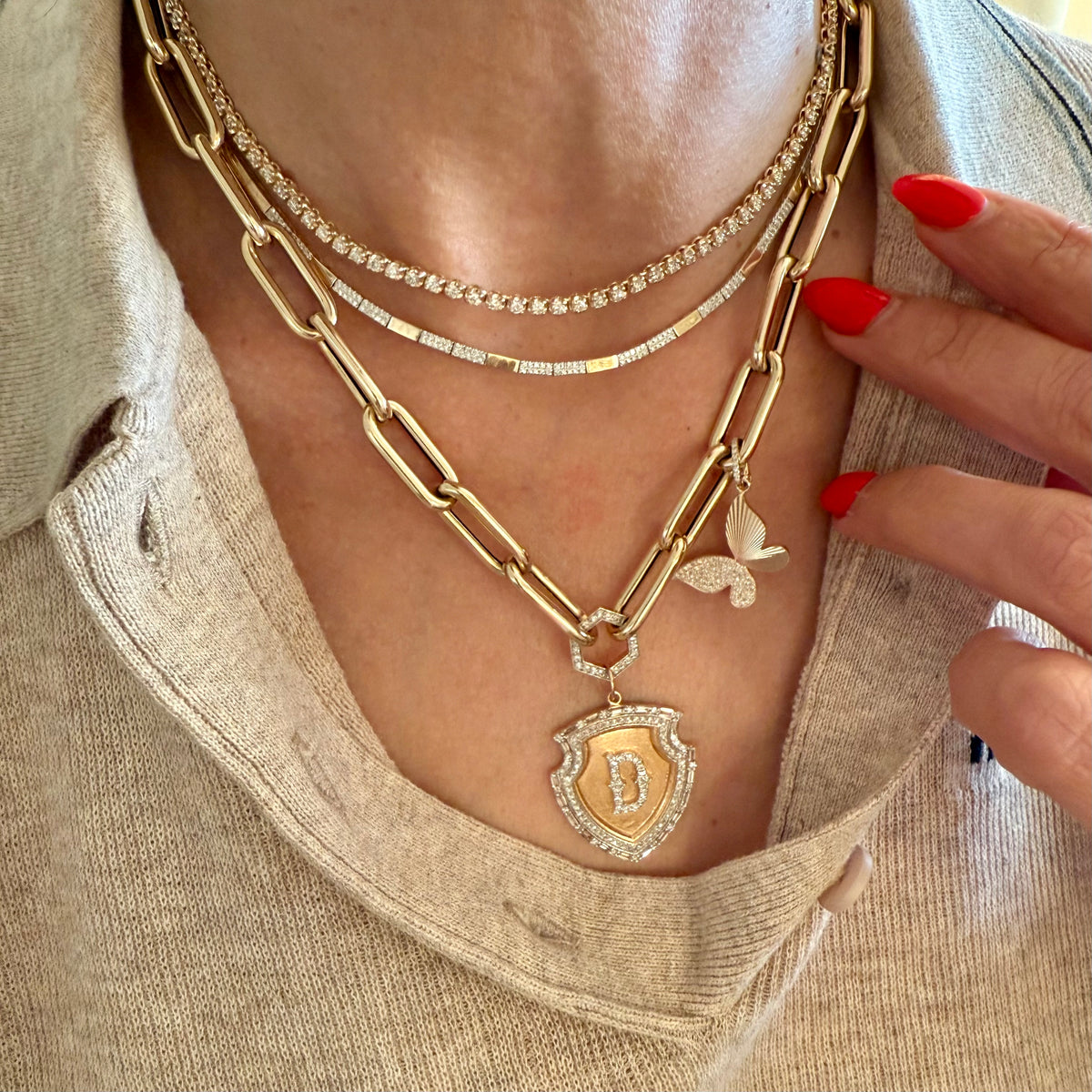 14KT Gold Diamond Ana Bar Necklace