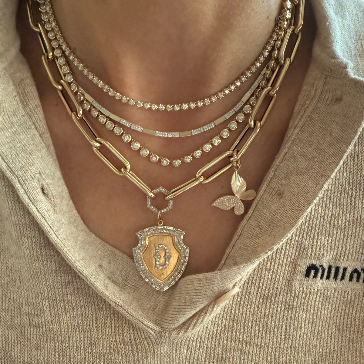 14KT Gold Diamond Ana Bar Necklace