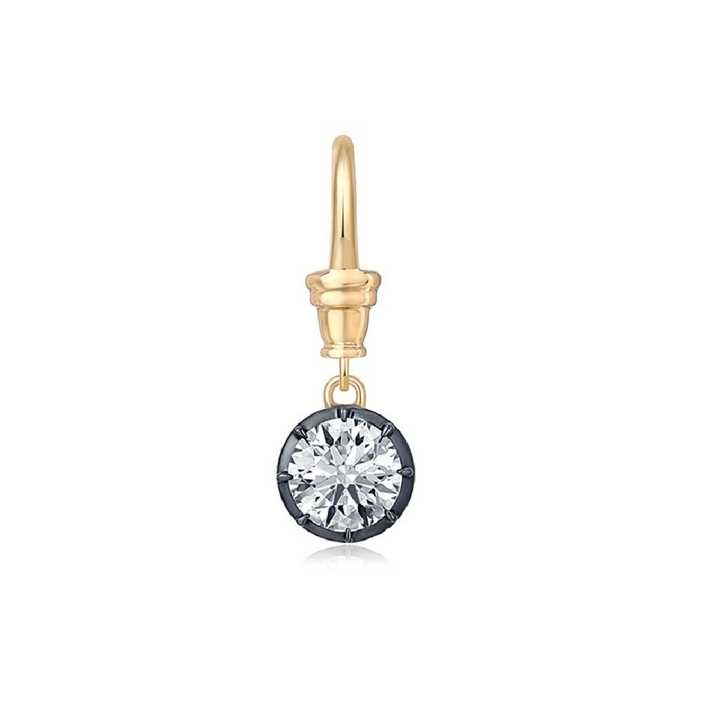 14KT Gold 2ct Round Lab Diamond Georgian Lobster Bail Pendant Charm
