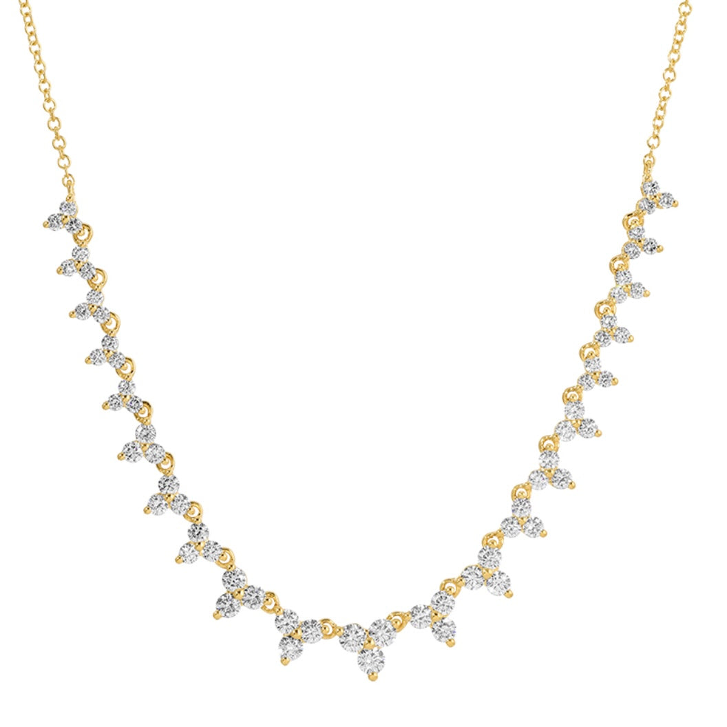 14KT Gold Graduating Diamond Cluster Antalya Drop Necklace