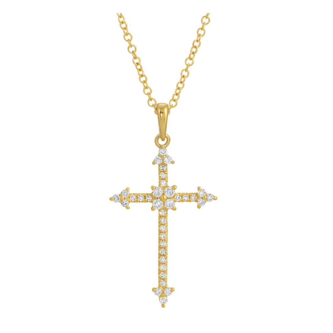 14KT Gold Diamond Cross Necklace