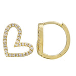 14KT Gold Diamond Offset Heart Huggie Earrings