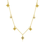 14KT Gold Diamond Dangling Stars Necklace