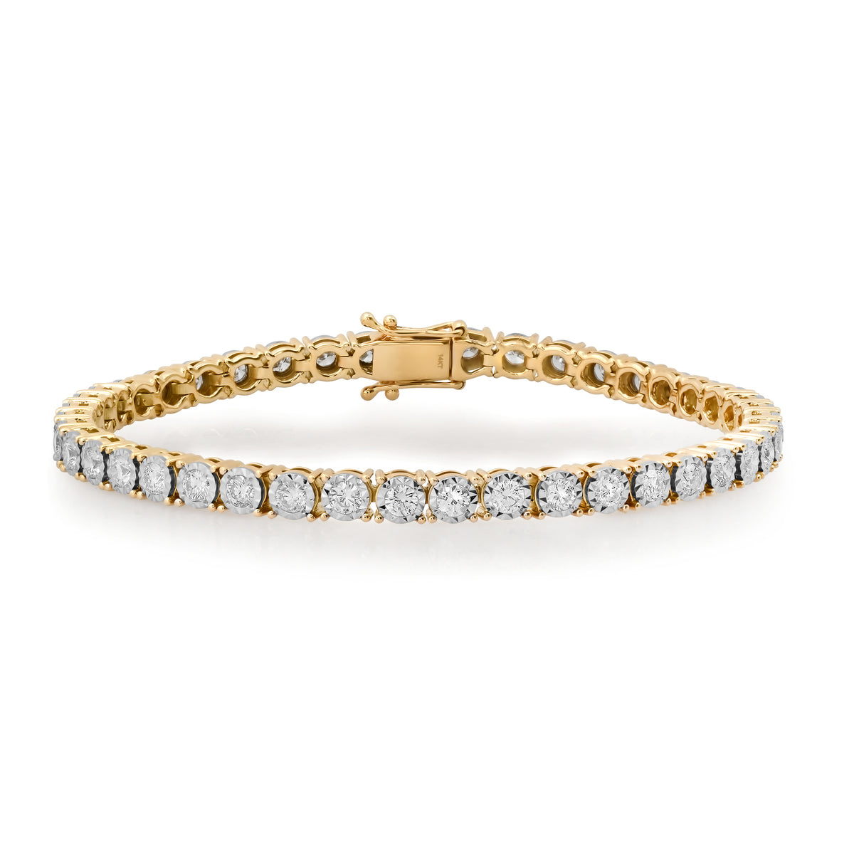 14KT Gold Diamond The Line Four Prong Set Tennis Bracelet