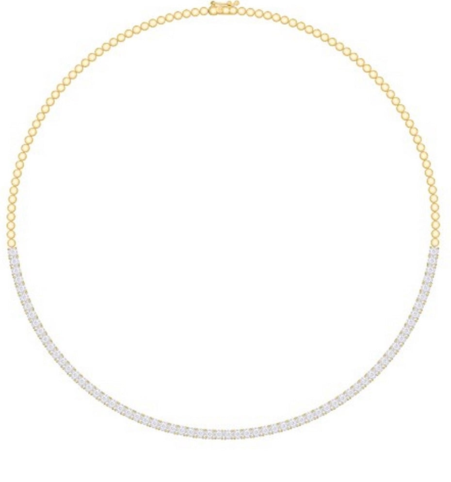 14KT Gold Diamond Illusion Four Prong Set Tennis Necklace