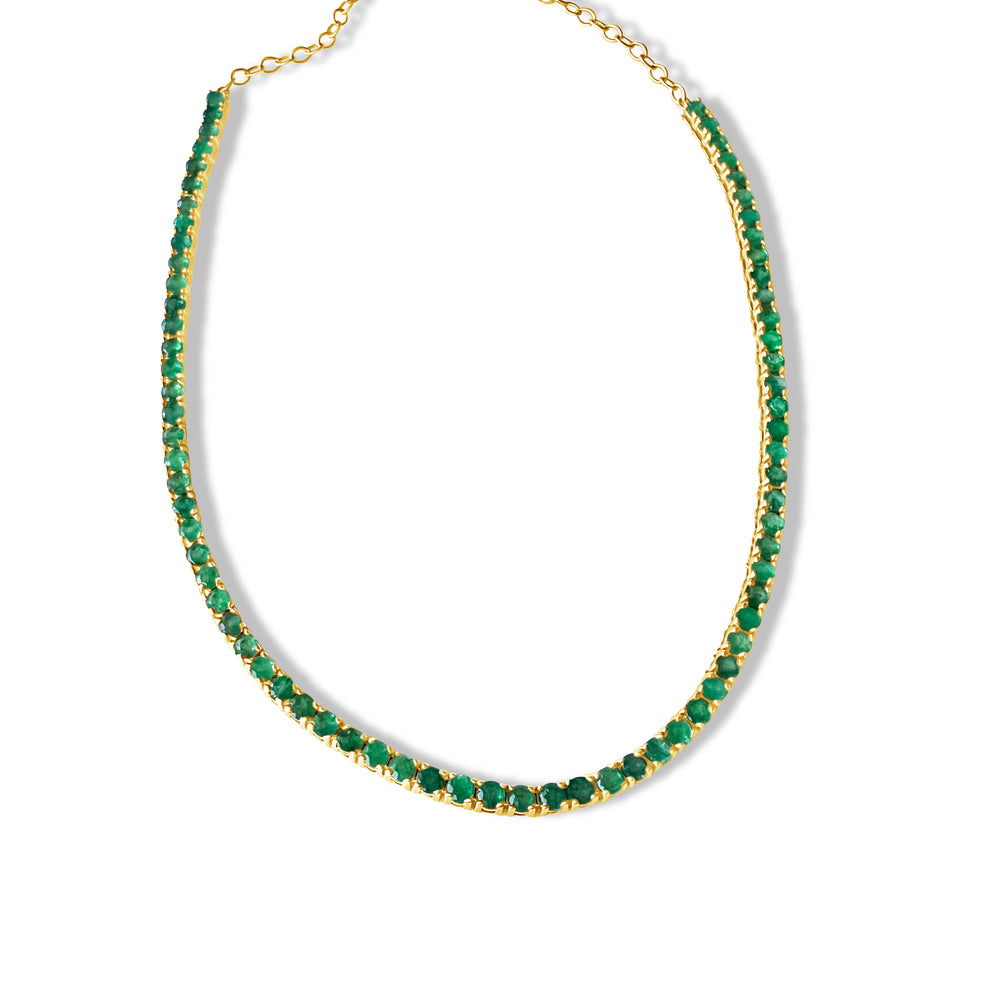 14KT Gold Emerald Tennis Necklace