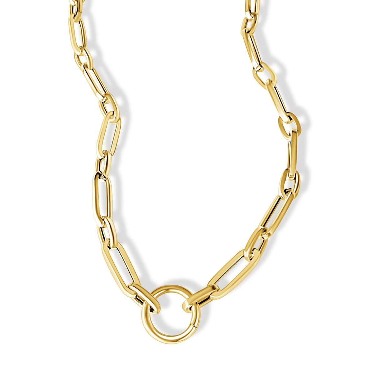 14KT Gold Elodie Multi Shape Paperclip Link Charm Chain