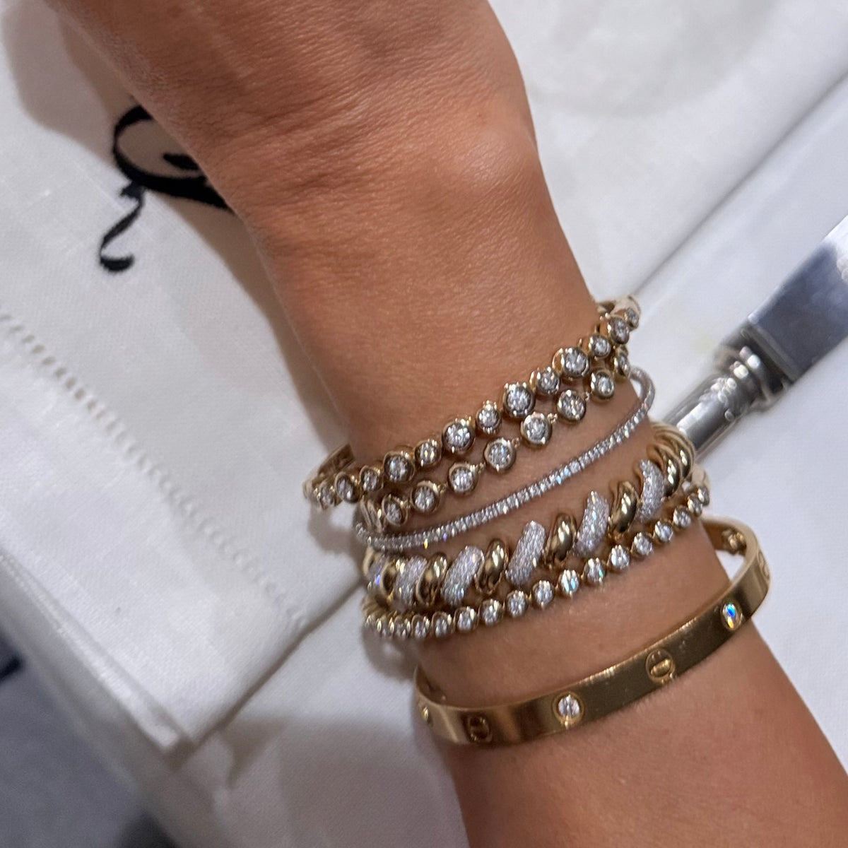 14KT Gold Diamond Coil Bracelet