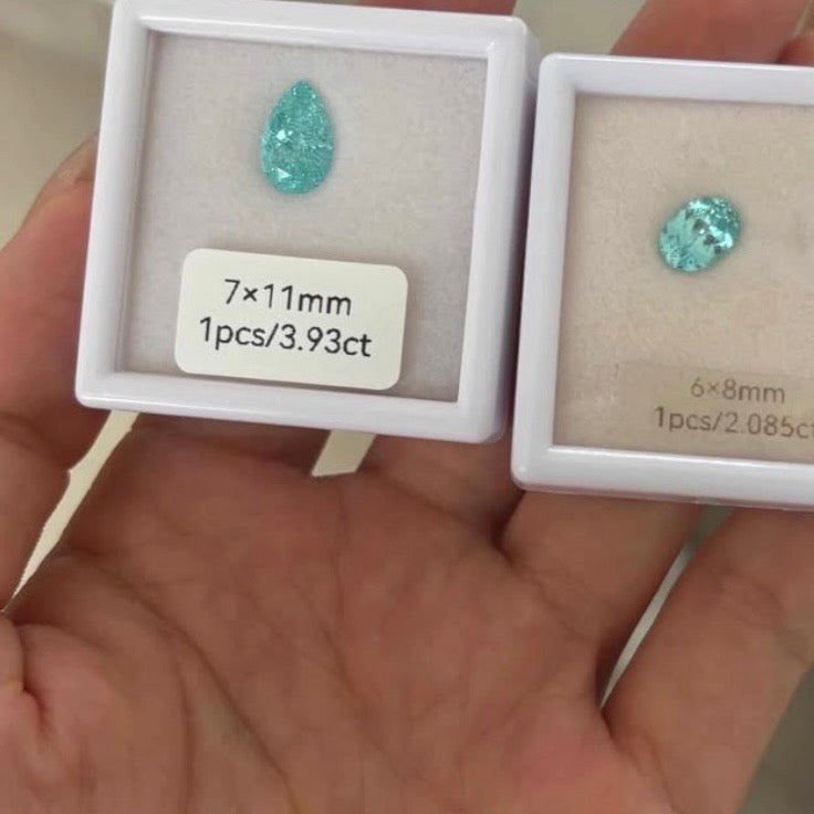 14KT Gold Pear Cut Lab Paraiba Tourmaline Bespoke Ring