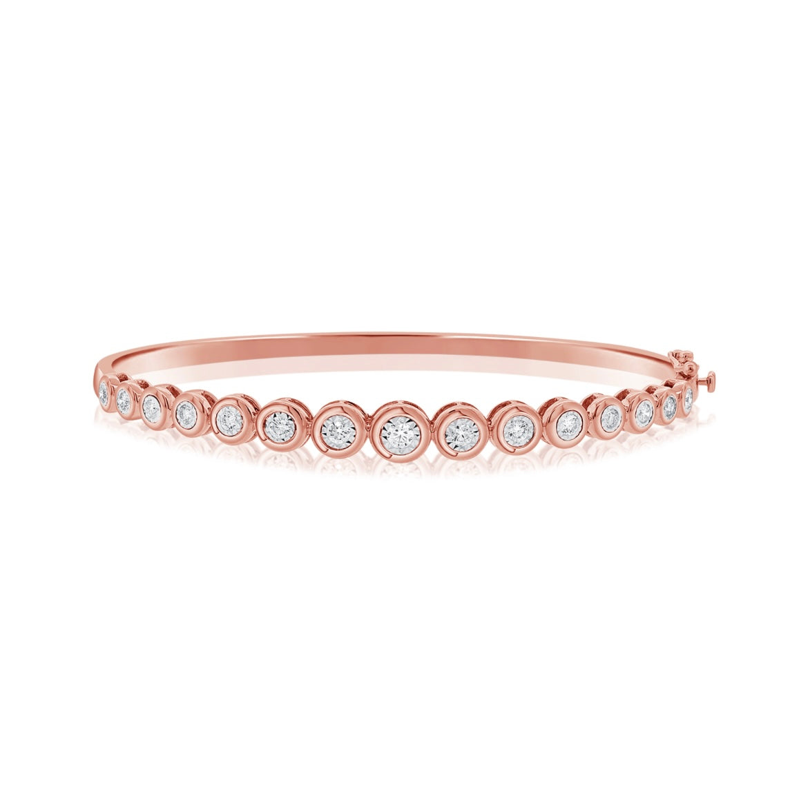14KT Gold Diamond The Line Graduating Bezel Set Bangle