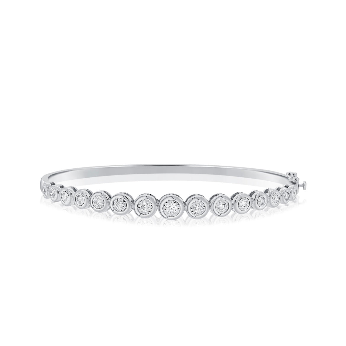 14KT Gold Diamond The Line Graduating Bezel Set Bangle