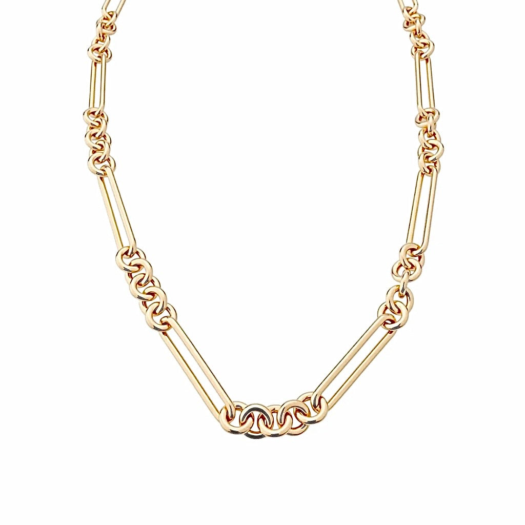 14KT Gold Slim Multi Link Charm Chain Necklace
