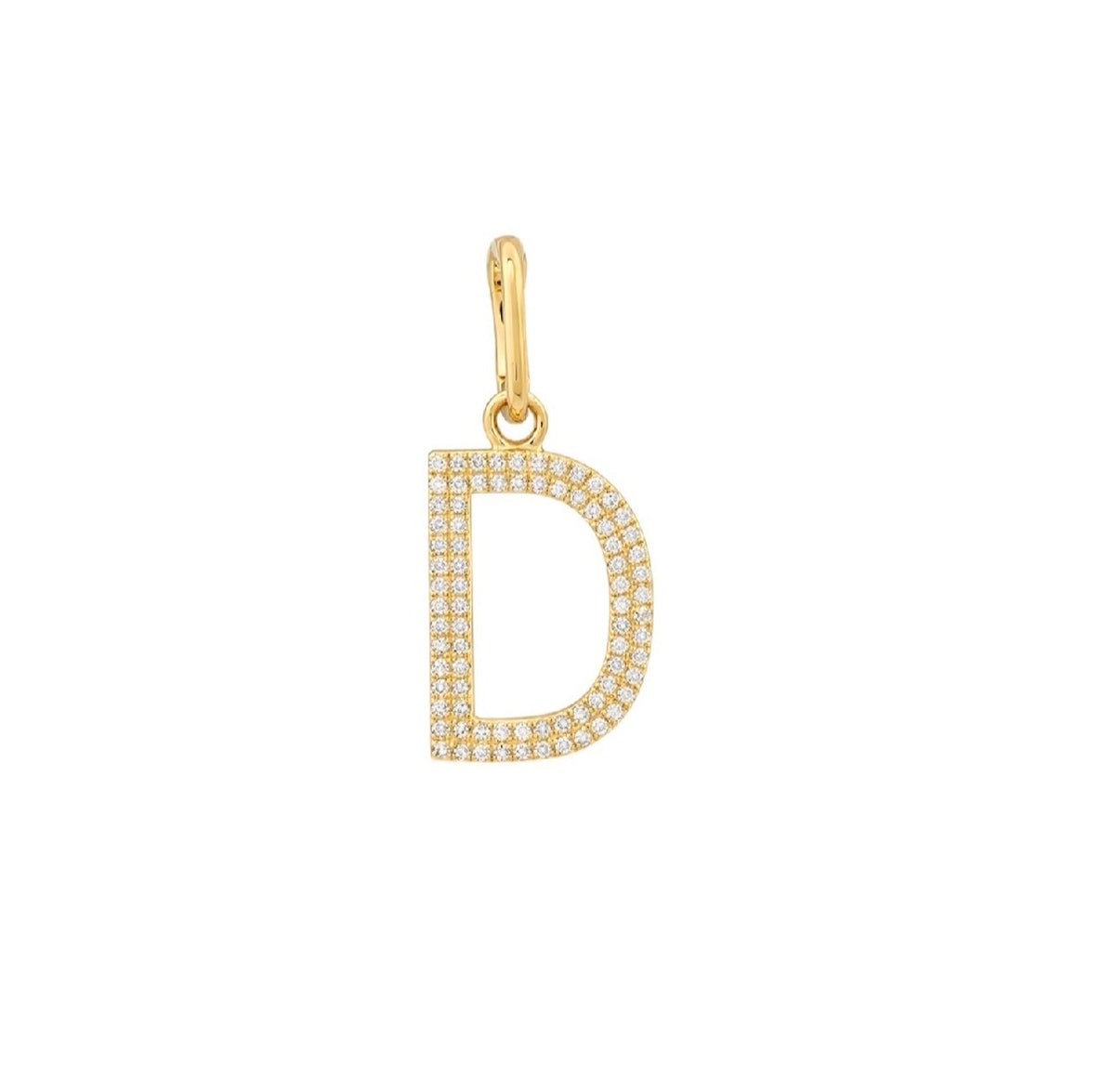14KT Gold Diamond Initial with Openable Bail Pendant Charms
