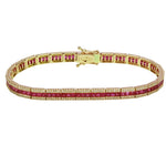 14KT Gold Diamond and Rubies Tennis Bracelet