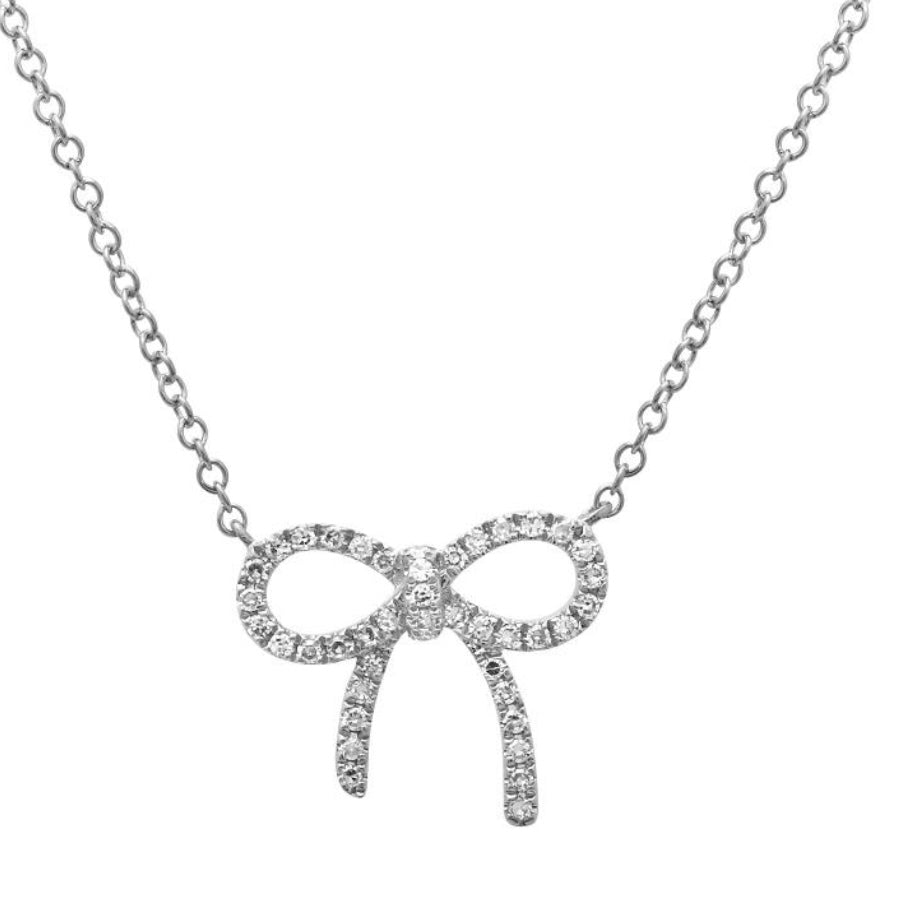 14KT Gold Diamond Mini Bow Necklace