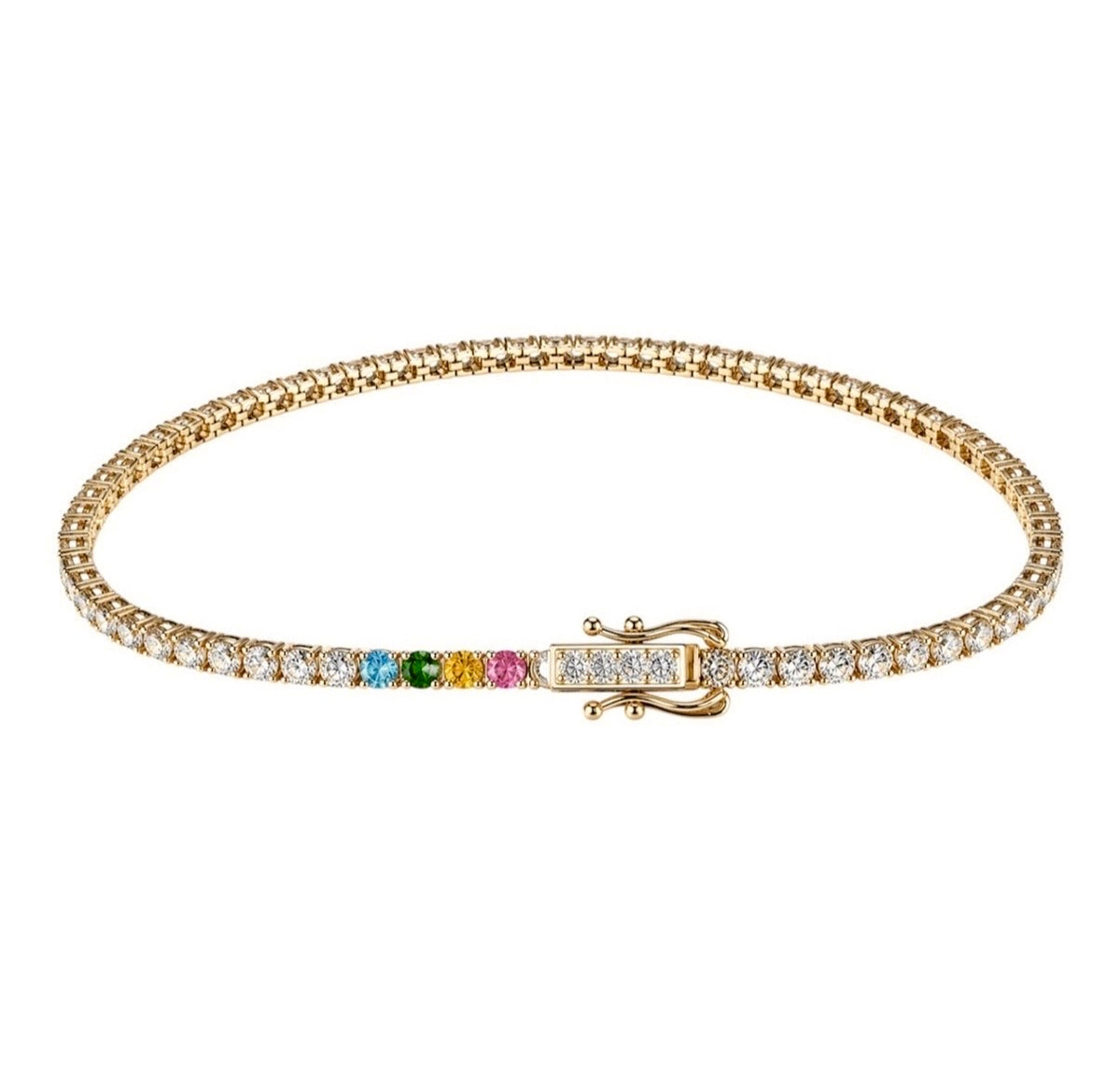14KT Gold 3ct Lab Diamond Bespoke Birthstone Tennis Bracelet