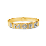 14KT Gold Diamond Amore Cuff Bangle Bracelet